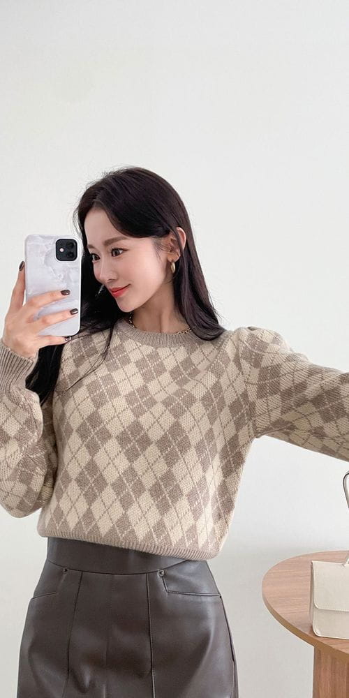COLORANDCHOICE - Korean Children Fashion - #Kfashion4kids - Argyle Puff Tee - 3