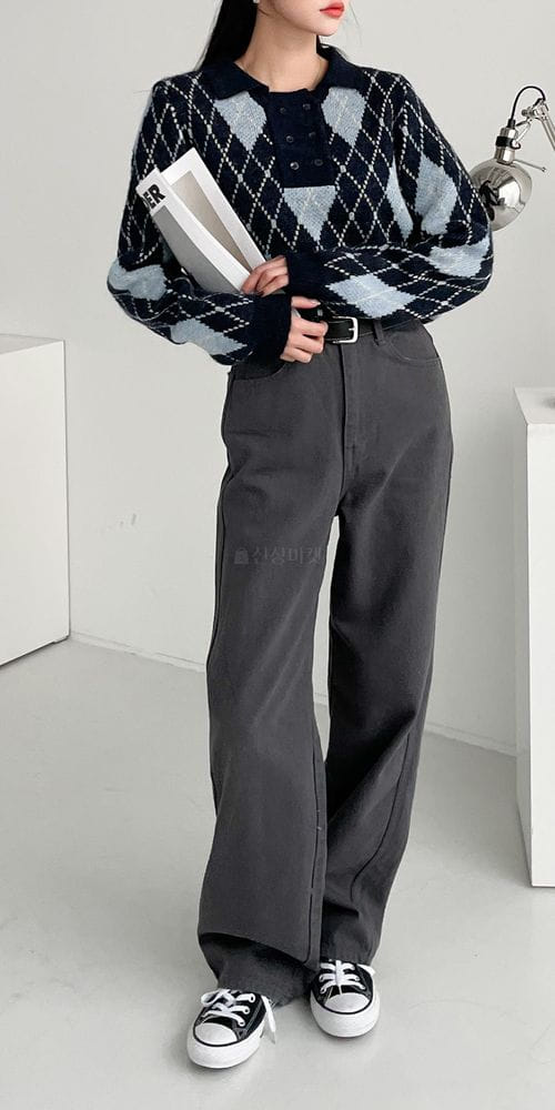 COLORANDCHOICE - Korean Children Fashion - #Kfashion4kids - Alpaca Two Button Collar Knit Tee - 10