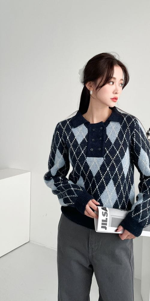 COLORANDCHOICE - Korean Children Fashion - #Kfashion4kids - Alpaca Two Button Collar Knit Tee - 2