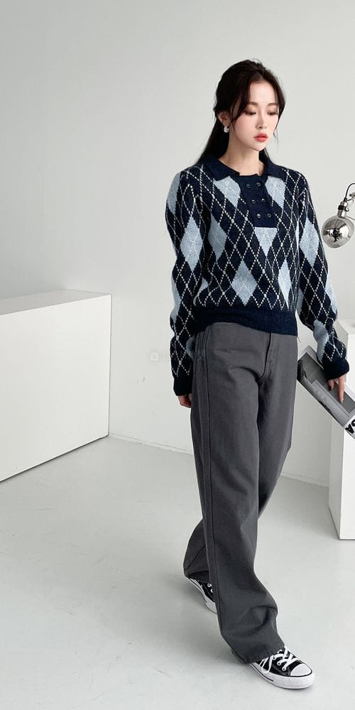 COLORANDCHOICE - Korean Children Fashion - #Kfashion4kids - Alpaca Two Button Collar Knit Tee - 6