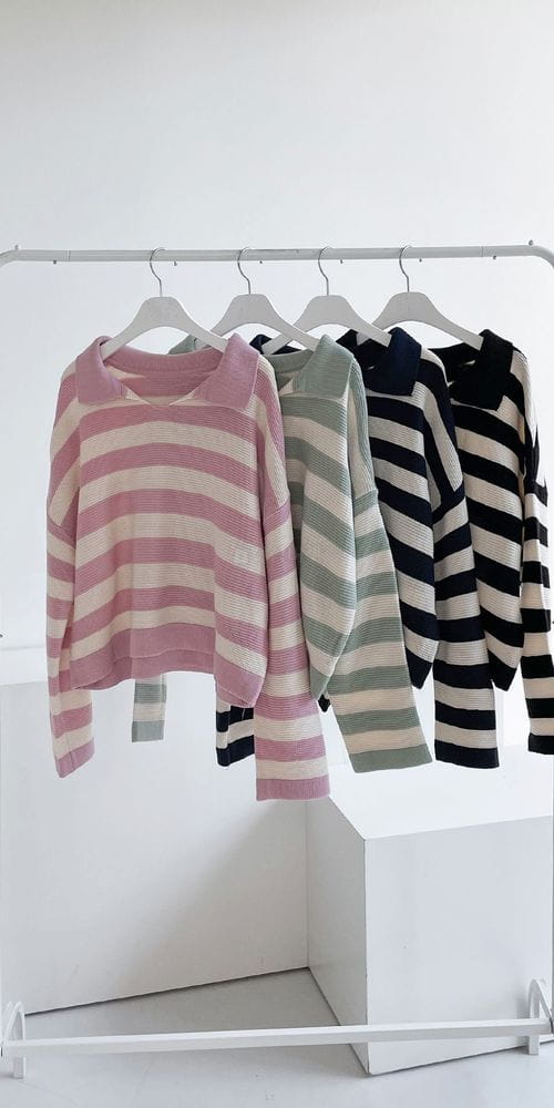 COLORANDCHOICE - Korean Children Fashion - #Kfashion4kids - Slit Stripes Knit Tee - 4