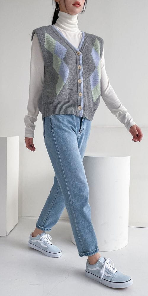 COLORANDCHOICE - Korean Children Fashion - #Kfashion4kids - Argyle Color Open Vest - 3