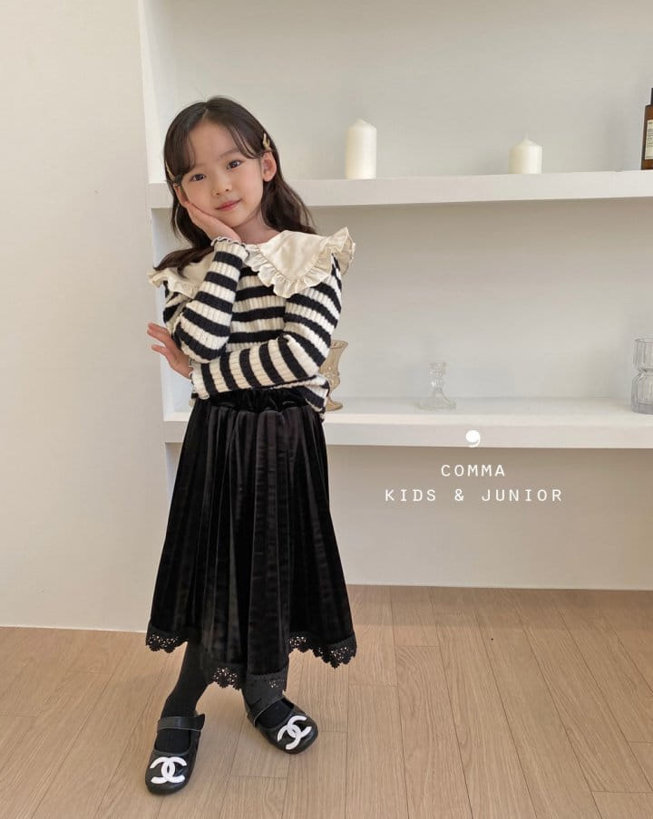 COMMA - Korean Children Fashion - #Kfashion4kids - Winter Stripes Collar Puff Tee