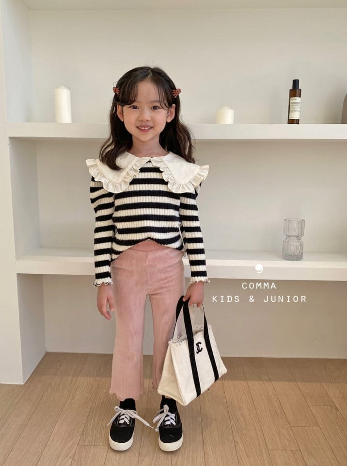 COMMA - Korean Children Fashion - #Kfashion4kids - Winter Stripes Collar Puff Tee - 12