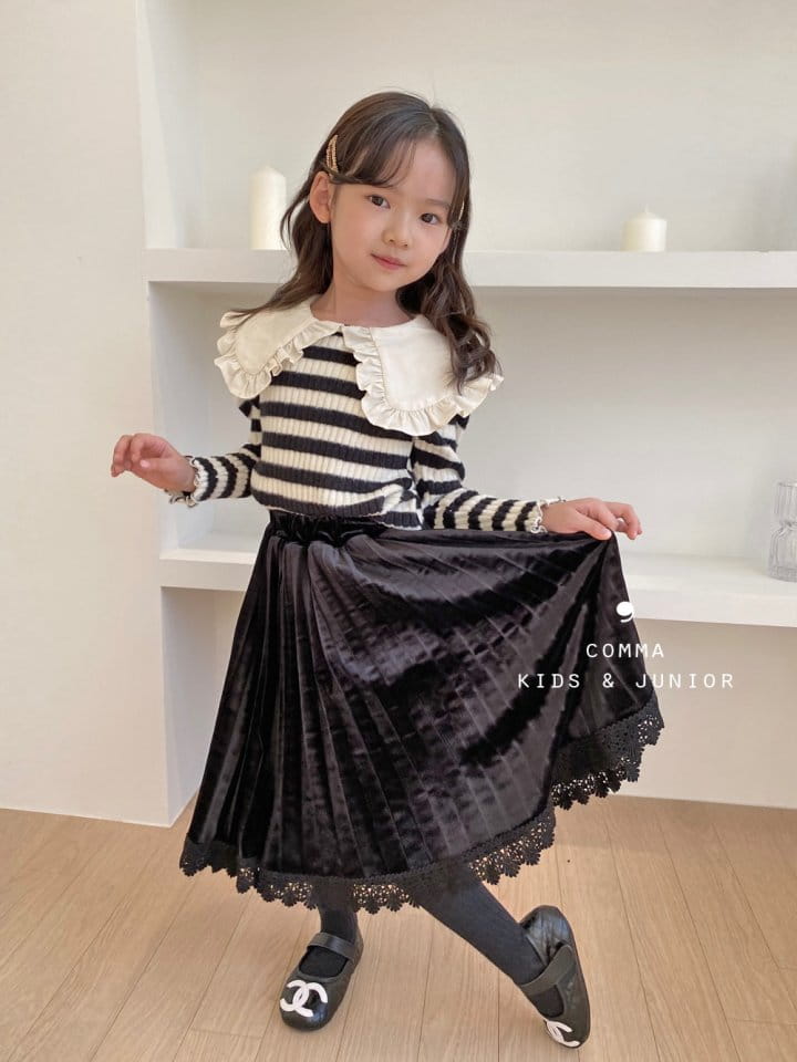 COMMA - Korean Children Fashion - #Kfashion4kids - Winter Stripes Collar Puff Tee - 2