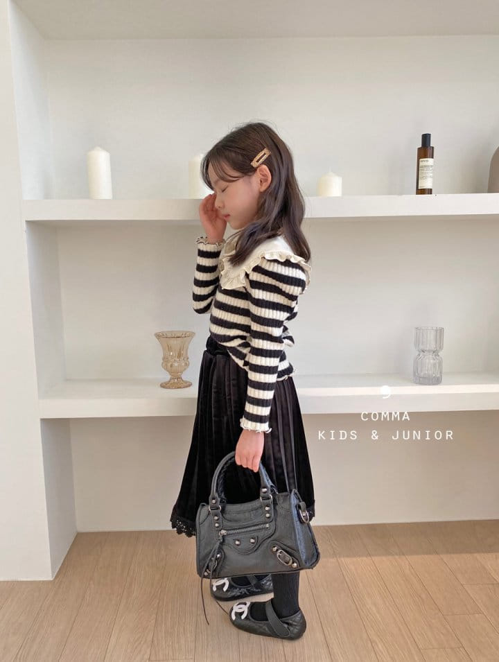 COMMA - Korean Children Fashion - #Kfashion4kids - Winter Stripes Collar Puff Tee - 4