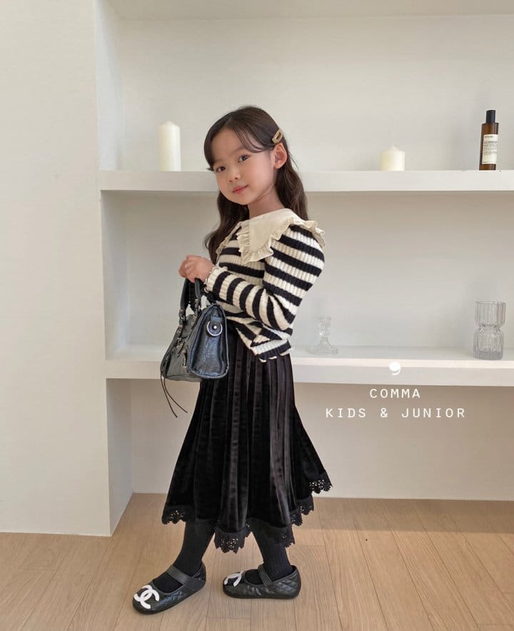 COMMA - Korean Children Fashion - #Kfashion4kids - Winter Stripes Collar Puff Tee - 5
