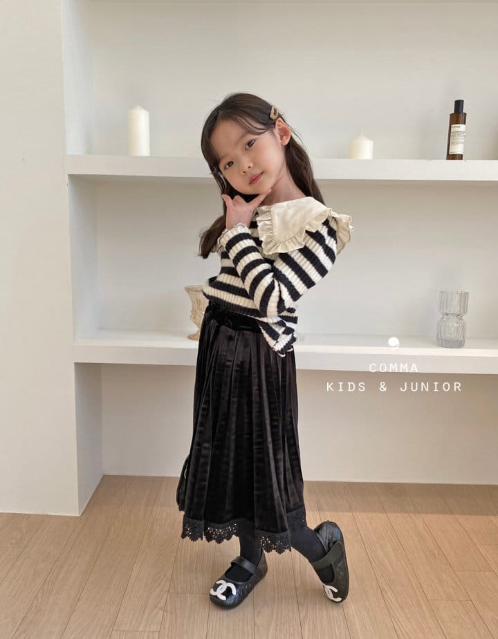 COMMA - Korean Children Fashion - #Kfashion4kids - Winter Stripes Collar Puff Tee - 6