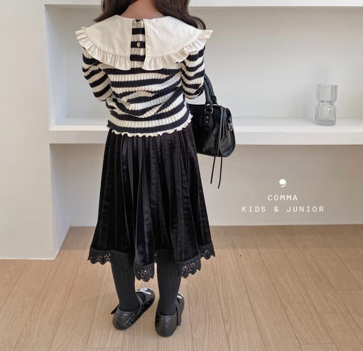 COMMA - Korean Children Fashion - #Kfashion4kids - Winter Stripes Collar Puff Tee - 7