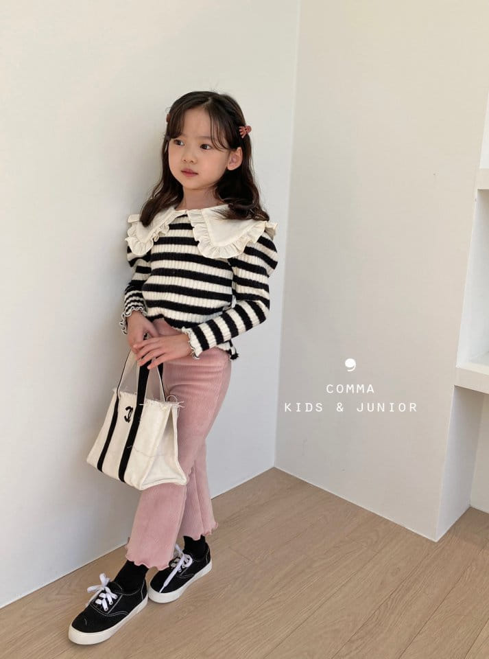 COMMA - Korean Children Fashion - #Kfashion4kids - Winter Stripes Collar Puff Tee - 8