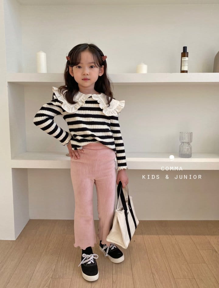 COMMA - Korean Children Fashion - #Kfashion4kids - Winter Stripes Collar Puff Tee - 9