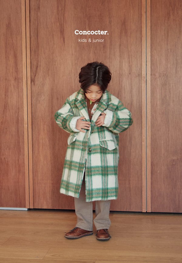 CONCOCTER - Korean Children Fashion - #Kfashion4kids - Check Long Coat with Mom