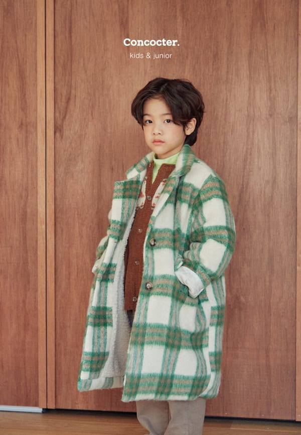 CONCOCTER - Korean Children Fashion - #Kfashion4kids - Check Long Coat with Mom - 11