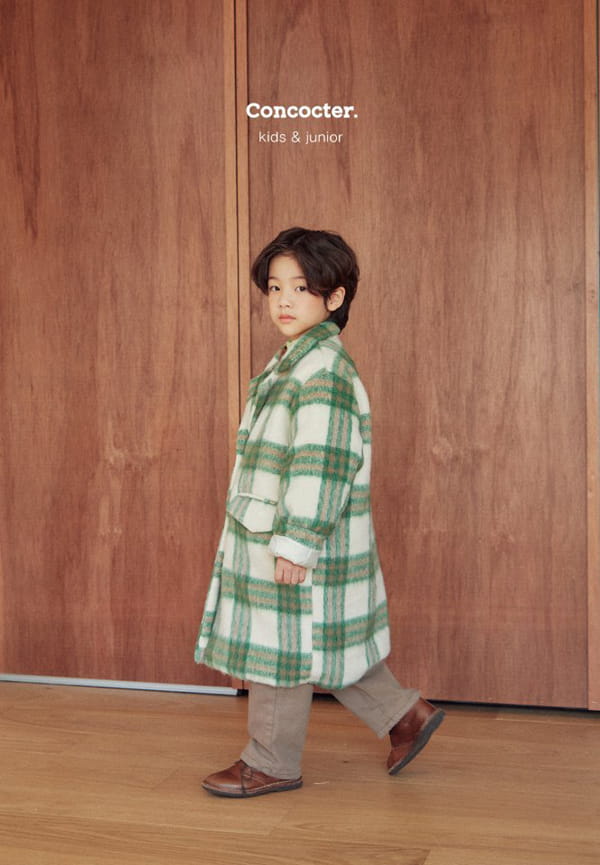 CONCOCTER - Korean Children Fashion - #Kfashion4kids - Check Long Coat with Mom - 4