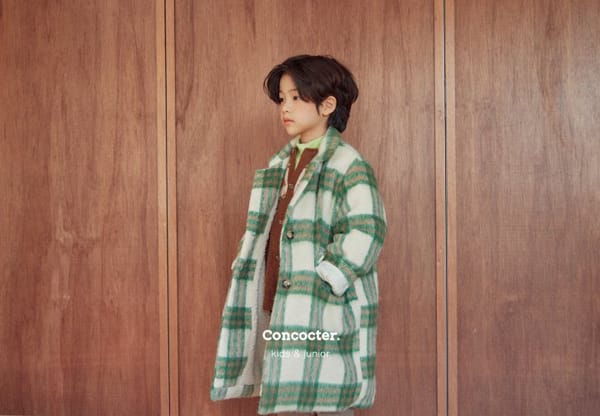 CONCOCTER - Korean Children Fashion - #Kfashion4kids - Check Long Coat with Mom - 5