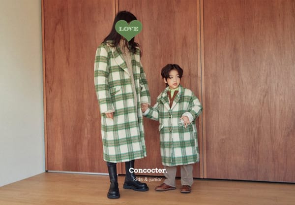 CONCOCTER - Korean Children Fashion - #Kfashion4kids - Check Long Coat with Mom - 7