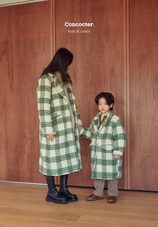 CONCOCTER - Korean Children Fashion - #Kfashion4kids - Check Long Coat with Mom - 8