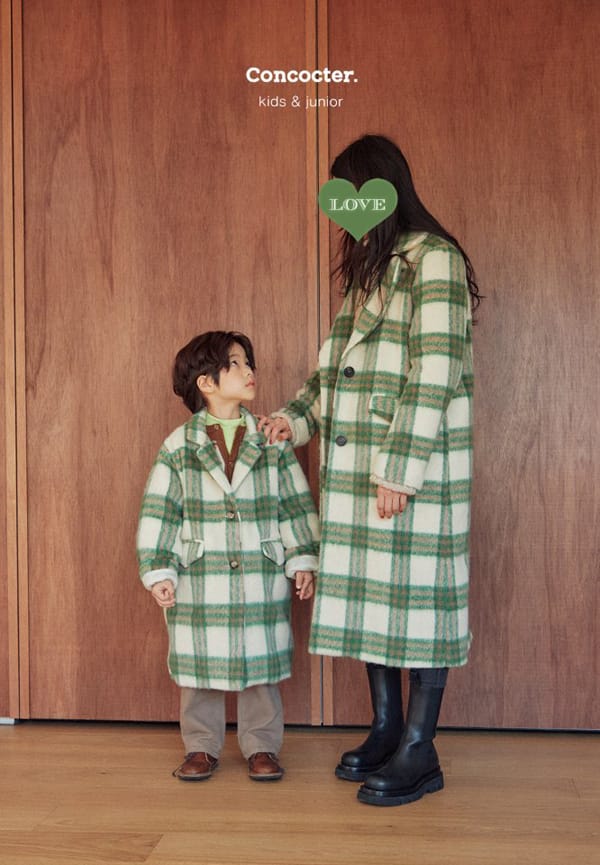 CONCOCTER - Korean Children Fashion - #Kfashion4kids - Check Long Coat with Mom - 9