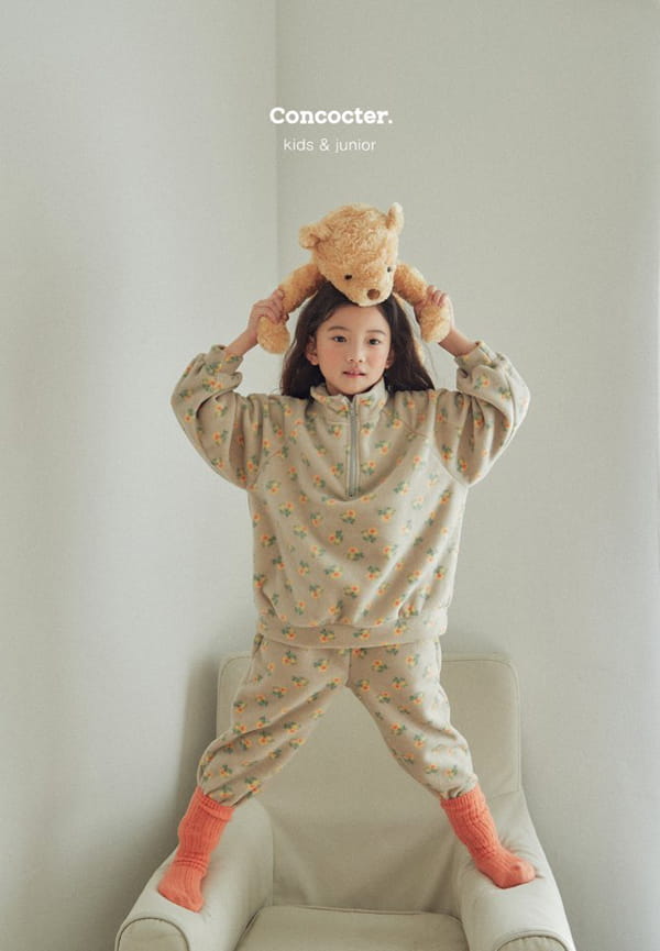 CONCOCTER - Korean Children Fashion - #Kfashion4kids - Flower Fleece Top Bottom Set - 11