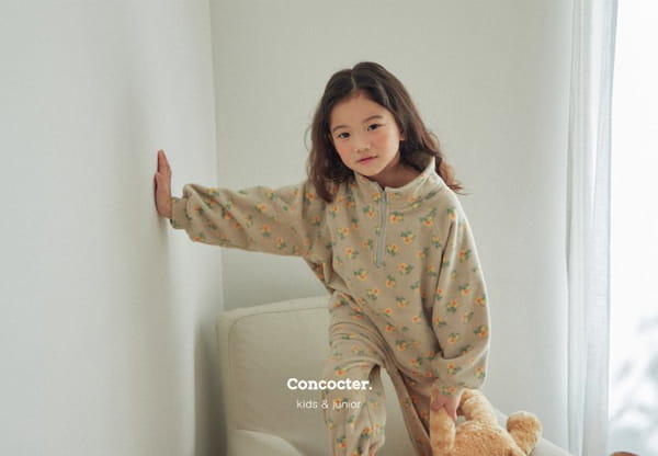 CONCOCTER - Korean Children Fashion - #Kfashion4kids - Flower Fleece Top Bottom Set - 4