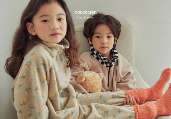 CONCOCTER - Korean Children Fashion - #Kfashion4kids - Flower Fleece Top Bottom Set - 5