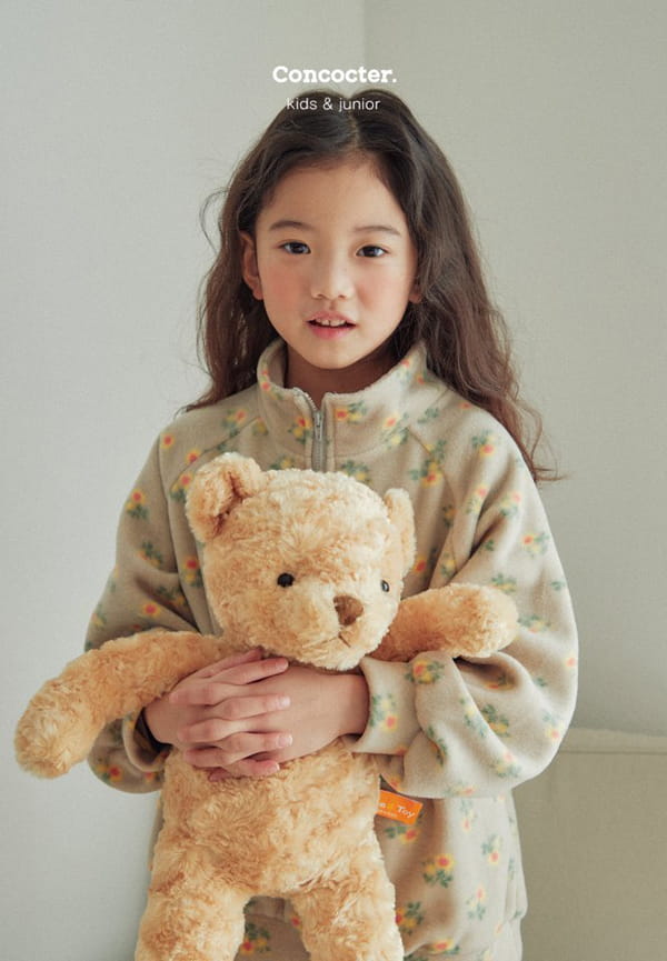CONCOCTER - Korean Children Fashion - #Kfashion4kids - Flower Fleece Top Bottom Set - 7
