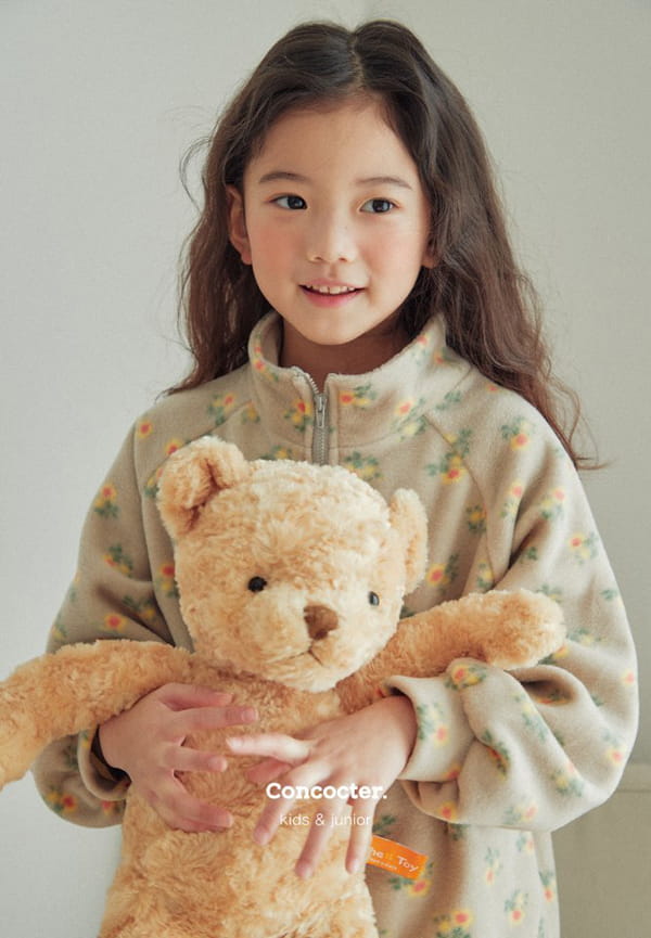 CONCOCTER - Korean Children Fashion - #Kfashion4kids - Flower Fleece Top Bottom Set - 8