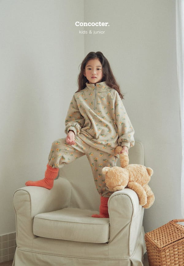 CONCOCTER - Korean Children Fashion - #Kfashion4kids - Flower Fleece Top Bottom Set - 9