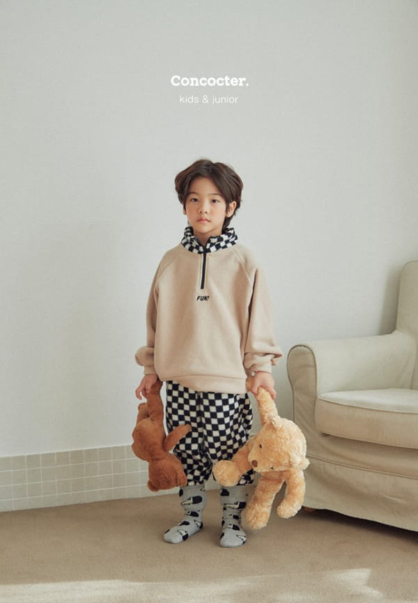 CONCOCTER - Korean Children Fashion - #Kfashion4kids - Checker Board Fleece Top Bottom Set