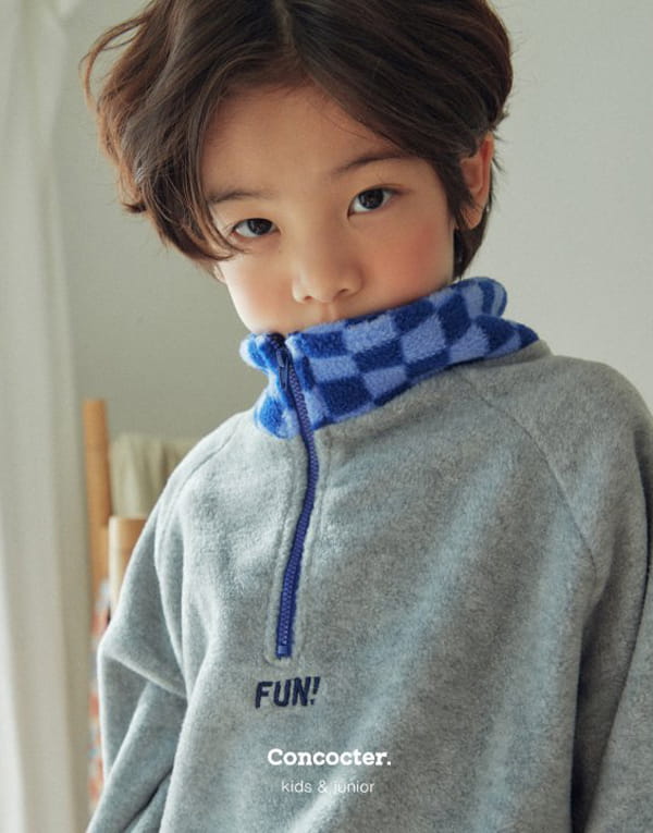 CONCOCTER - Korean Children Fashion - #Kfashion4kids - Checker Board Fleece Top Bottom Set - 11