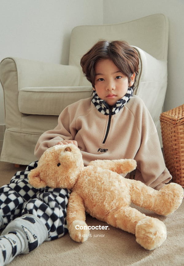 CONCOCTER - Korean Children Fashion - #Kfashion4kids - Checker Board Fleece Top Bottom Set - 5