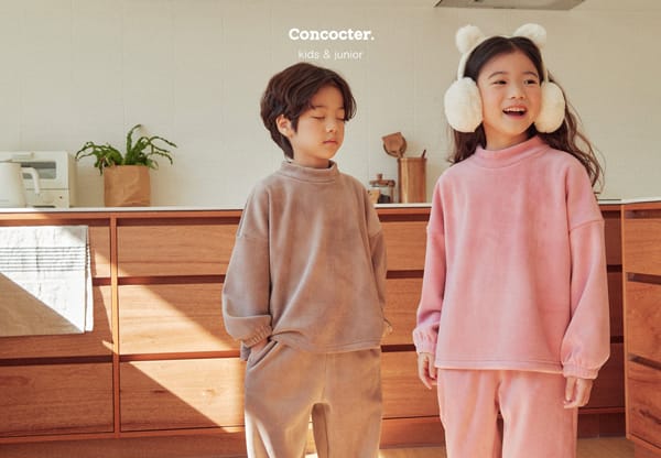 CONCOCTER - Korean Children Fashion - #Kfashion4kids - Mink Veloure Rib Top Bottom Set - 12