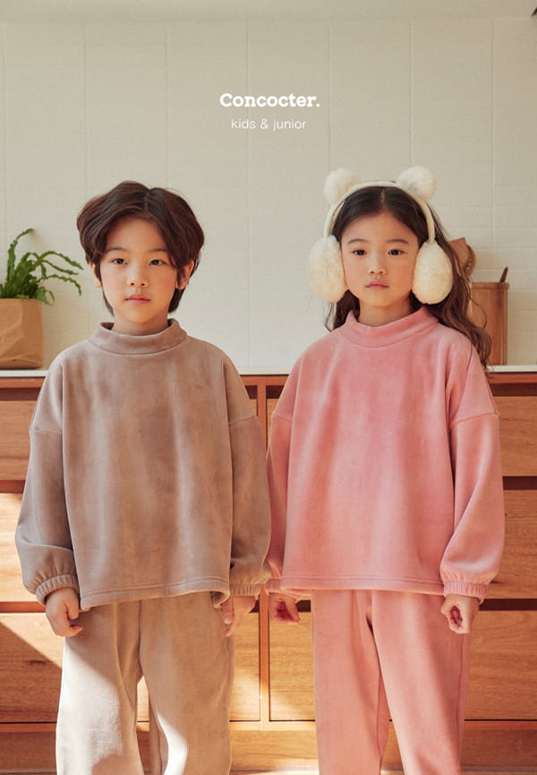 CONCOCTER - Korean Children Fashion - #Kfashion4kids - Mink Veloure Rib Top Bottom Set - 2