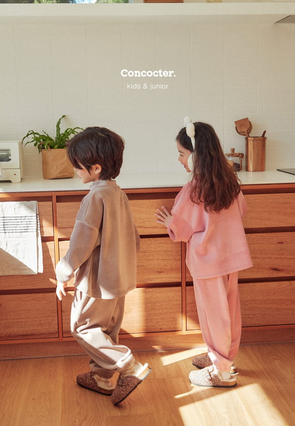 CONCOCTER - Korean Children Fashion - #Kfashion4kids - Mink Veloure Rib Top Bottom Set - 4