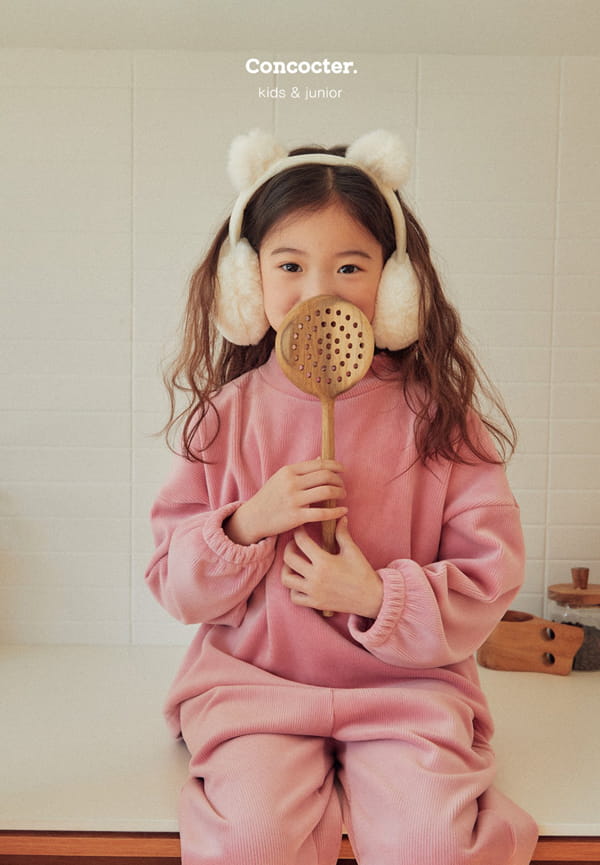CONCOCTER - Korean Children Fashion - #Kfashion4kids - Mink Veloure Rib Top Bottom Set - 6
