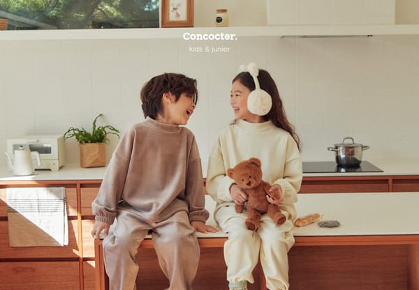 CONCOCTER - Korean Children Fashion - #Kfashion4kids - Mink Veloure Rib Top Bottom Set - 8
