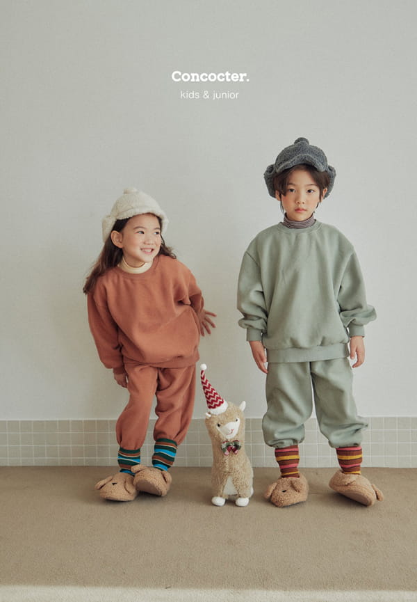 CONCOCTER - Korean Children Fashion - #Kfashion4kids - Sleeves Smile Top Bottom Set - 11