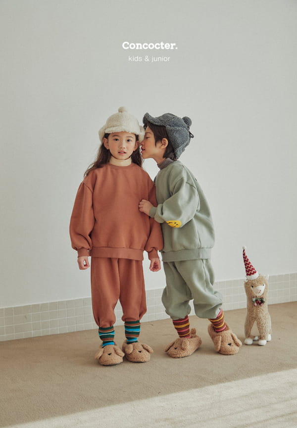 CONCOCTER - Korean Children Fashion - #Kfashion4kids - Sleeves Smile Top Bottom Set - 2