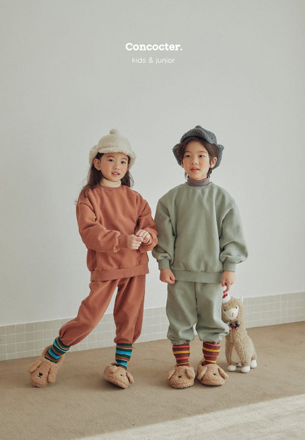 CONCOCTER - Korean Children Fashion - #Kfashion4kids - Sleeves Smile Top Bottom Set - 5