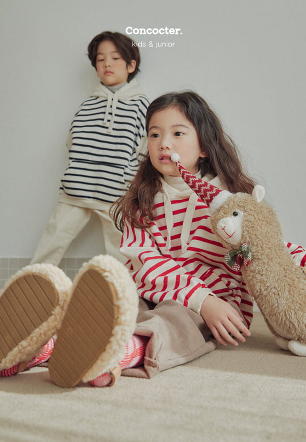 CONCOCTER - Korean Children Fashion - #Kfashion4kids - Loose Fit Stripes Hoody - 6