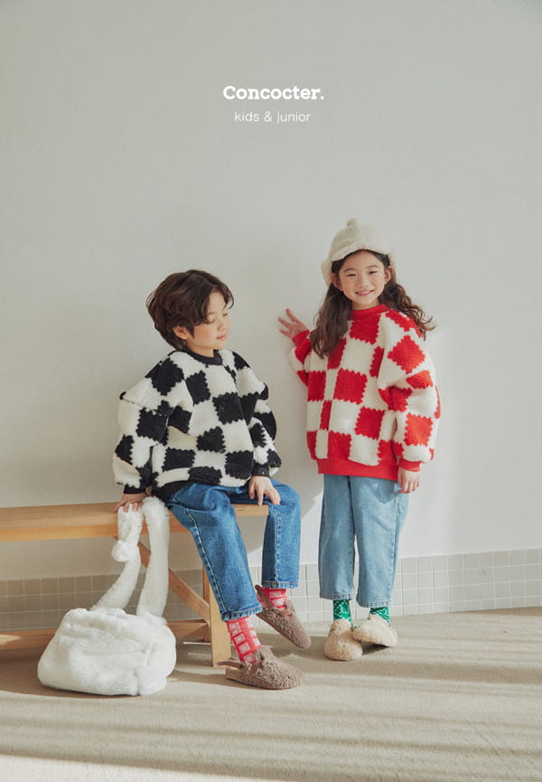 CONCOCTER - Korean Children Fashion - #Kfashion4kids - Checker Dumble Sweatshirt