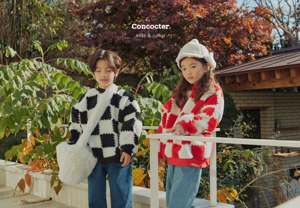 CONCOCTER - Korean Children Fashion - #Kfashion4kids - Checker Dumble Sweatshirt - 10