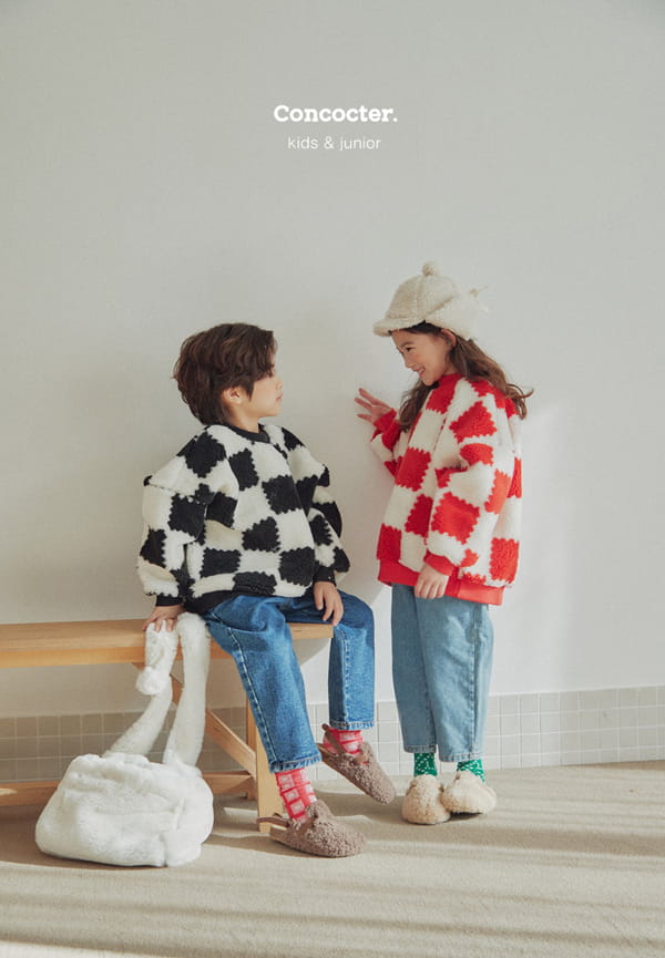 CONCOCTER - Korean Children Fashion - #Kfashion4kids - Checker Dumble Sweatshirt - 3