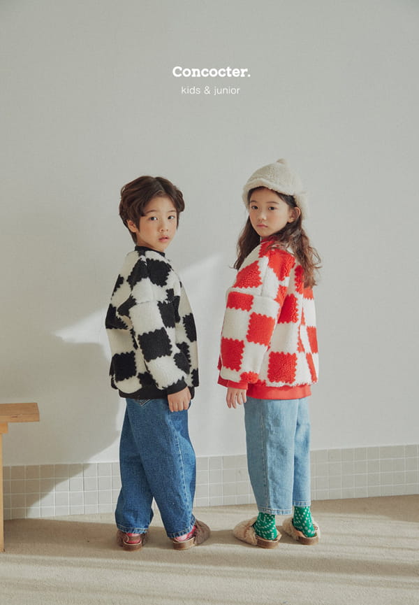CONCOCTER - Korean Children Fashion - #Kfashion4kids - Checker Dumble Sweatshirt - 6