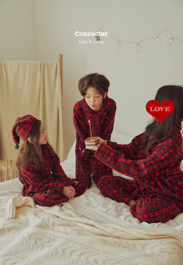 CONCOCTER - Korean Children Fashion - #Kfashion4kids - Merry Check Santa Pajamas with Mom Dad