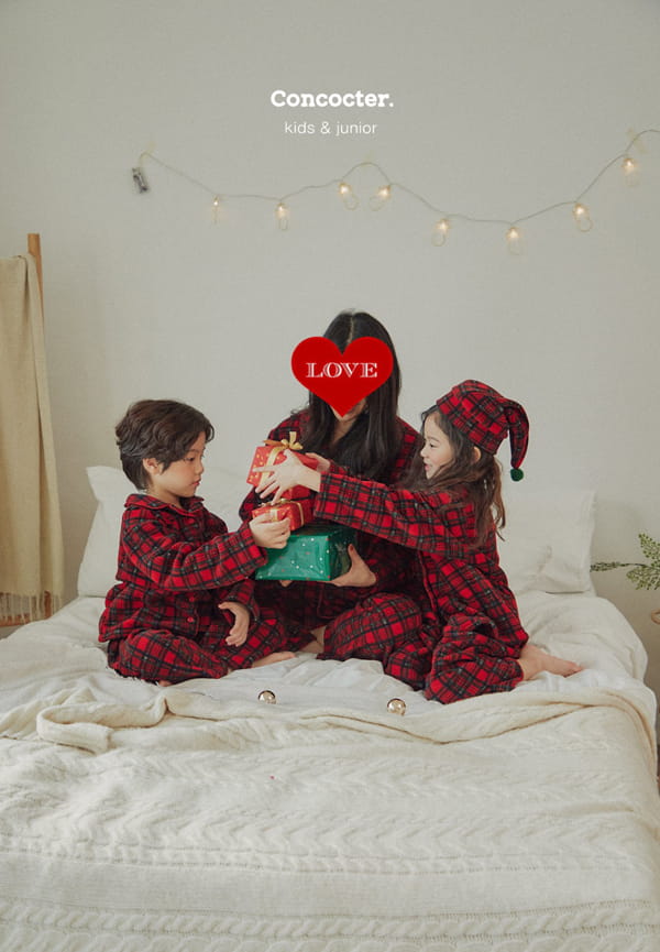 CONCOCTER - Korean Children Fashion - #Kfashion4kids - Merry Check Santa Pajamas with Mom Dad - 4