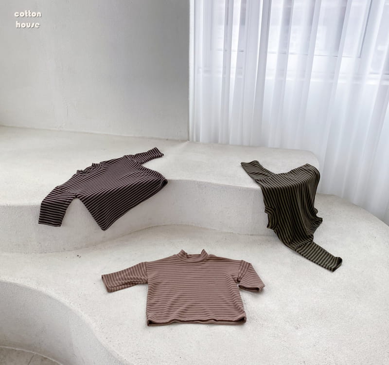 COTTON HOUSE - Korean Children Fashion - #Kfashion4kids - Stripes Turtleneck Tee - 9