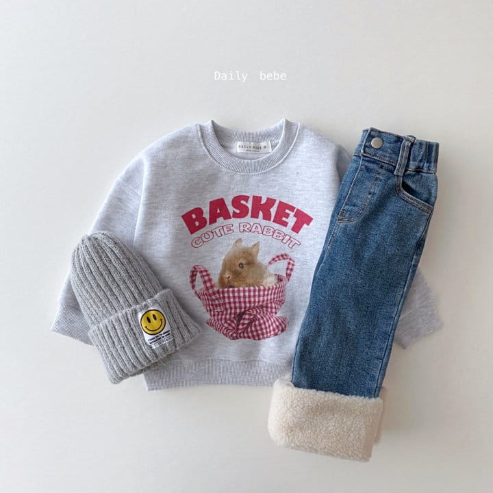 DAILY BEBE - Korean Children Fashion - #Kfashion4kids - Rabbit Basket Sweatshirt - 5