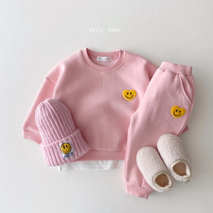 DAILY BEBE - Korean Children Fashion - #Kfashion4kids - Hear Smile Top Bottom Set - 3