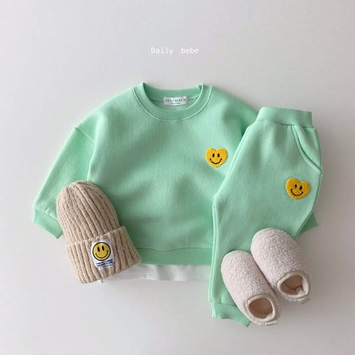 DAILY BEBE - Korean Children Fashion - #Kfashion4kids - Hear Smile Top Bottom Set - 4